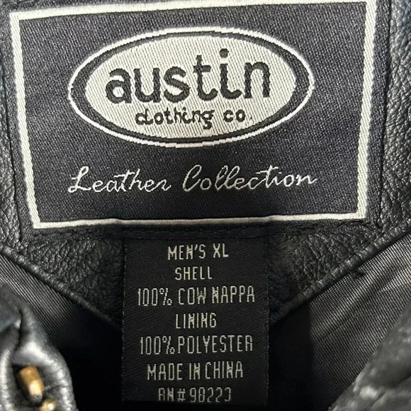 Austin Clothing Co. Size XL Men Leather Coat Black Bomber Jacket - Picture 3 of 10